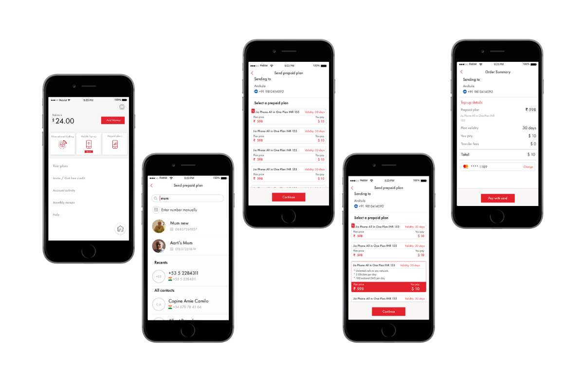 Rebtel — Design mockup